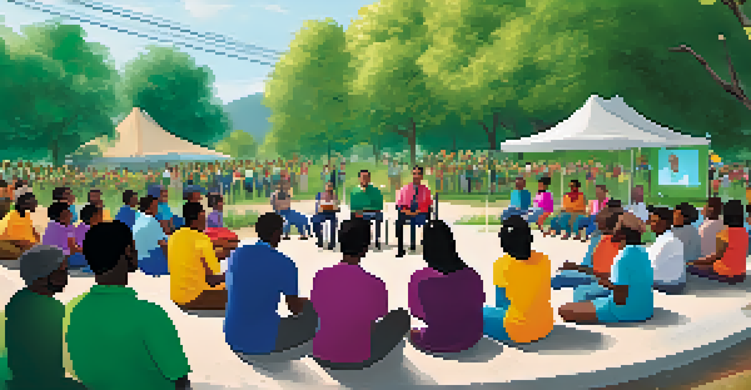 A community health worker conducting an outdoor information session about vaccines.