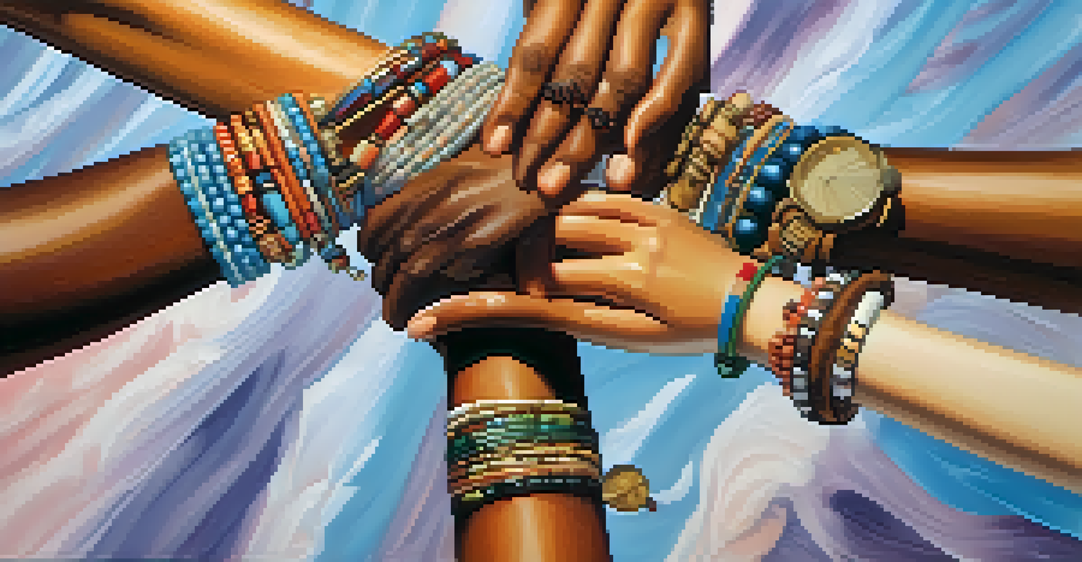 Close-up of diverse hands reaching towards each other, symbolizing unity and collaboration.