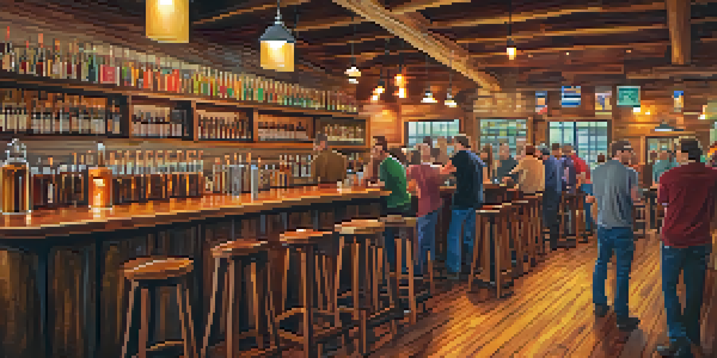 A lively craft brewery interior in San Jose with patrons enjoying colorful craft beers at a wooden bar.
