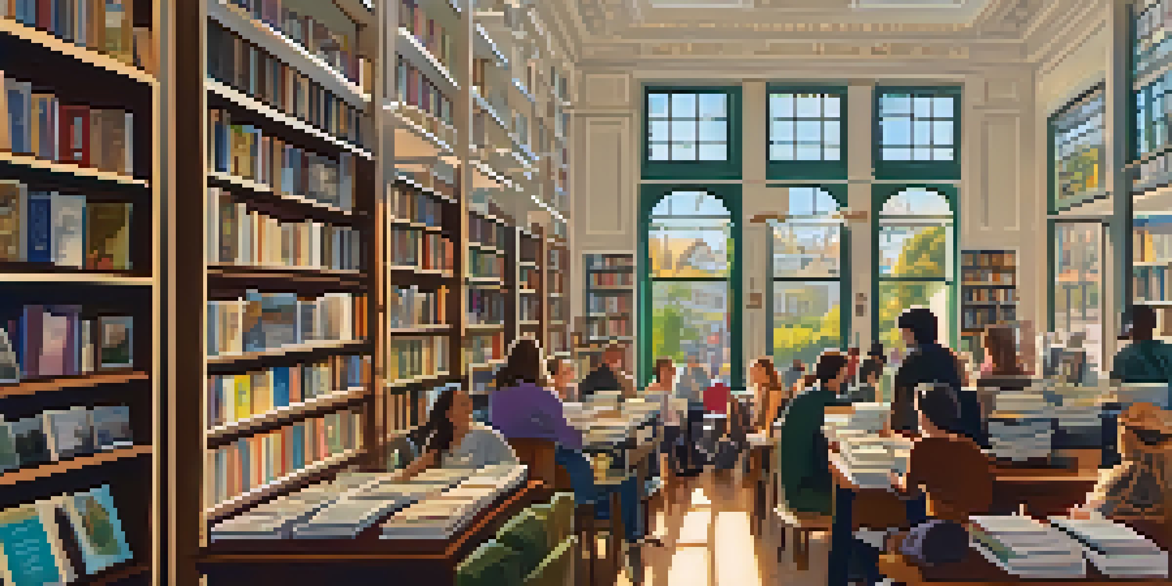 A warm and inviting independent bookstore with shelves of books, a reading nook, and a local author signing books for enthusiastic readers.