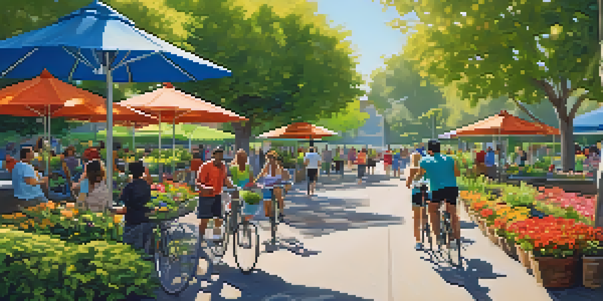 A lively urban park in San Jose filled with greenery, flowers, and people engaging in outdoor activities.