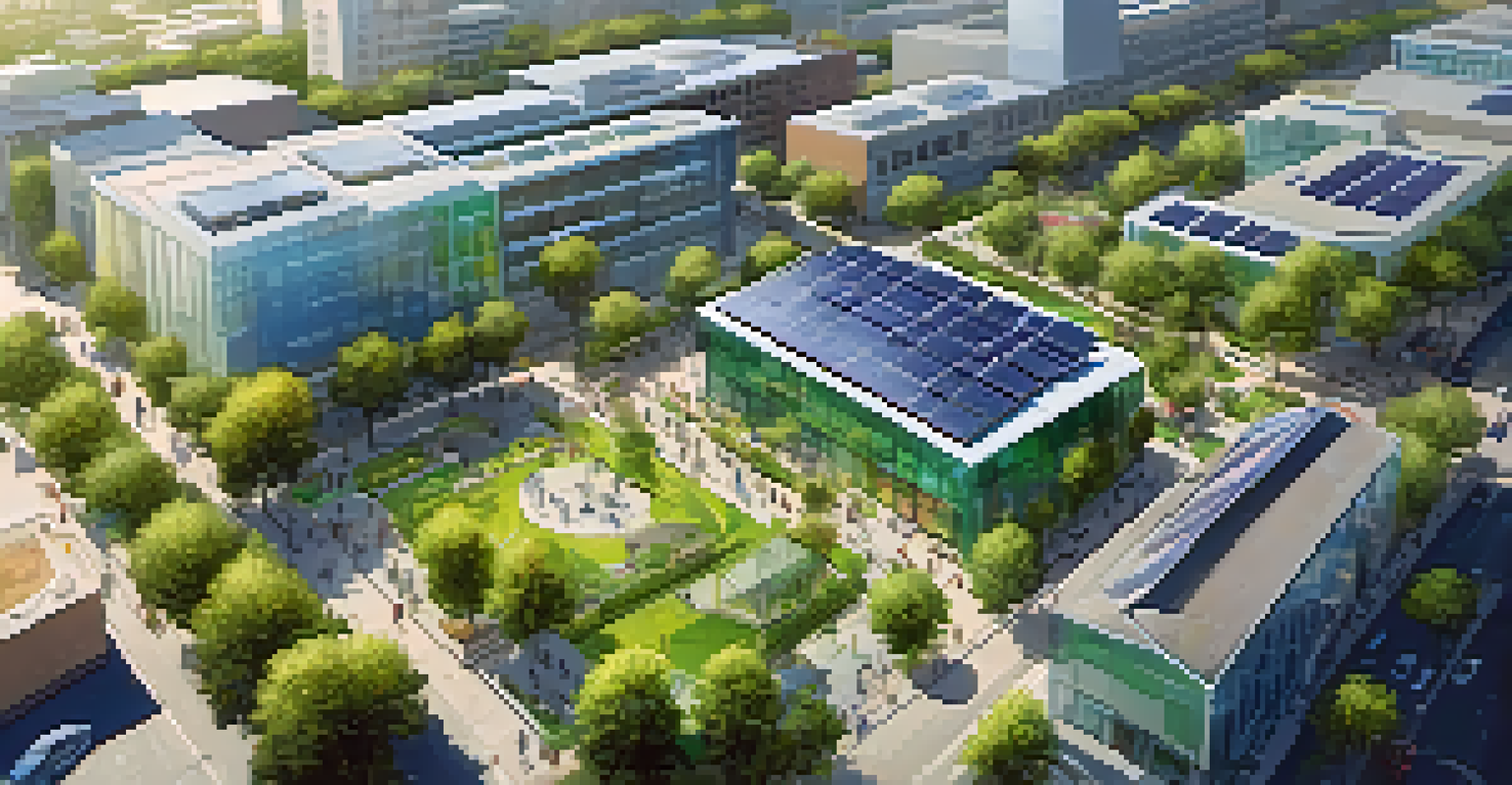 Aerial view of San Jose's tech district showing green spaces and modern buildings.