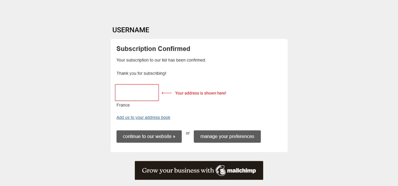 confirmation page