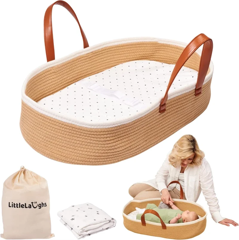 Basket for Babies with Muslin Blanket