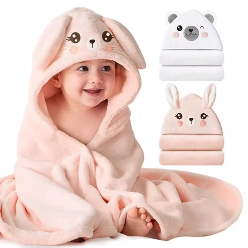 Konssy 2-Pack Hooded Baby Towels