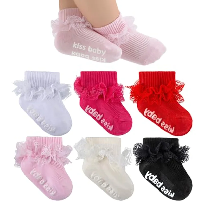 Baby Girl Ruffle Socks with Grips