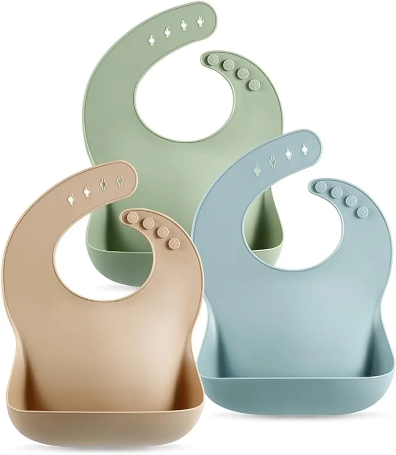 3 Silicone Baby Bibs Waterproof