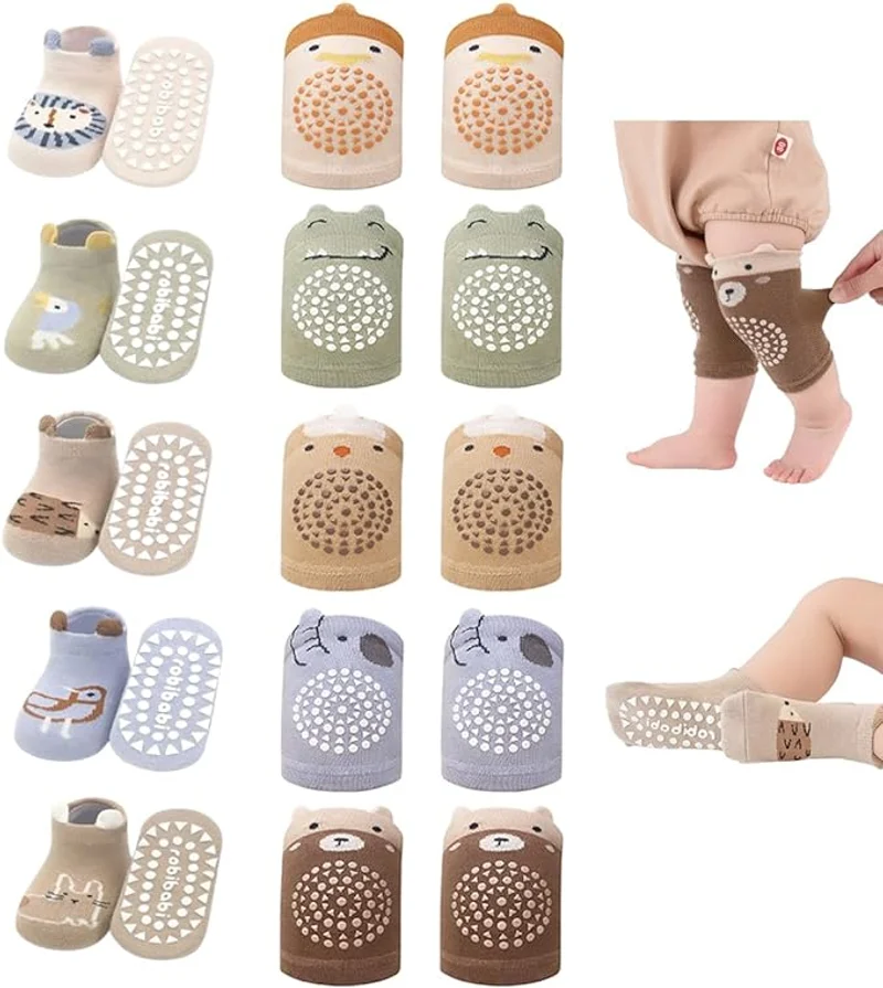 Baby Crawling Knee Pads and Socks with Anti-Slip