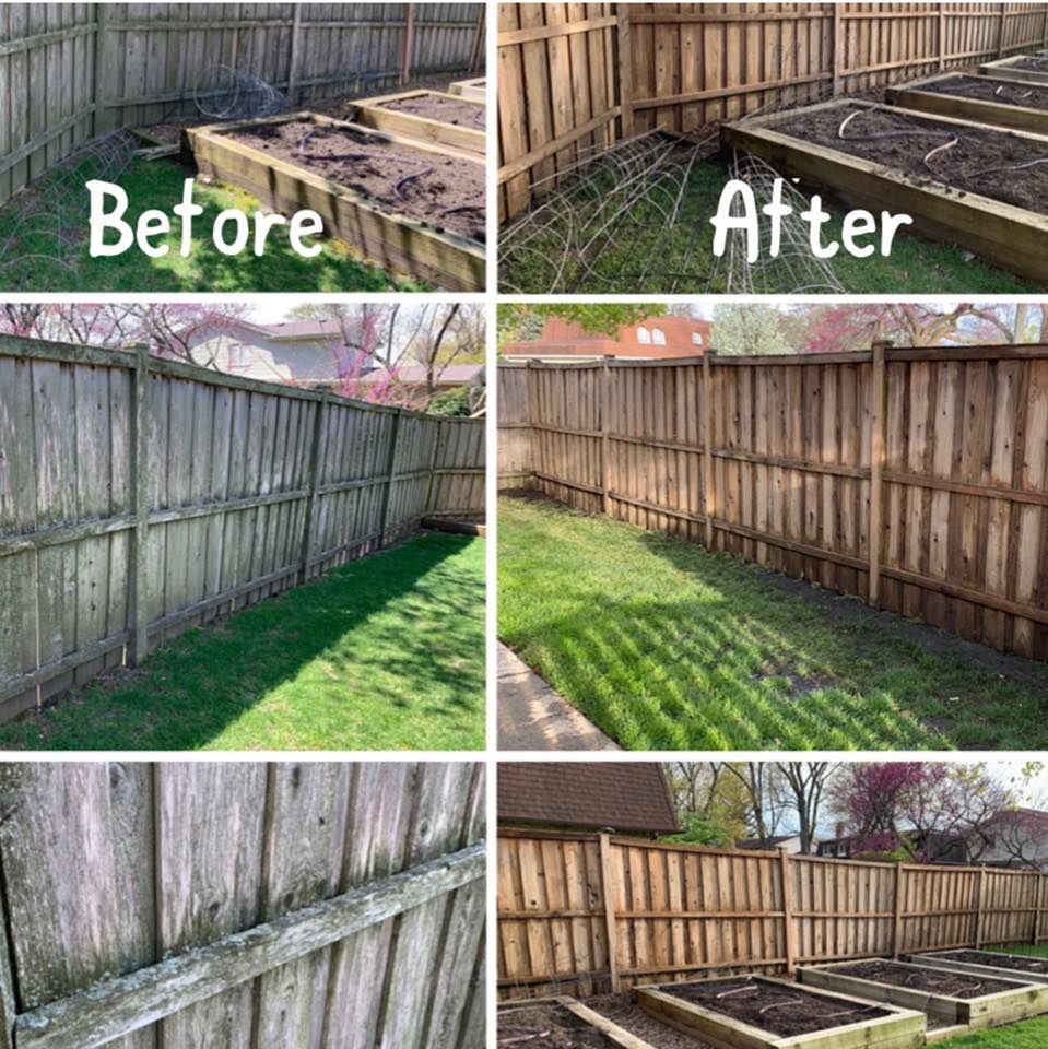 Fence cleaning before and after