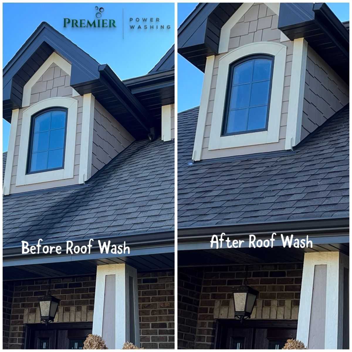 Roof wash before and after