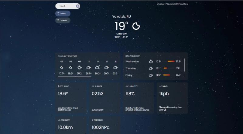 Screen grab from Weather App live view