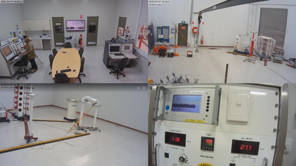 Collage of four views of the NOJA Power FAT Test Lab
