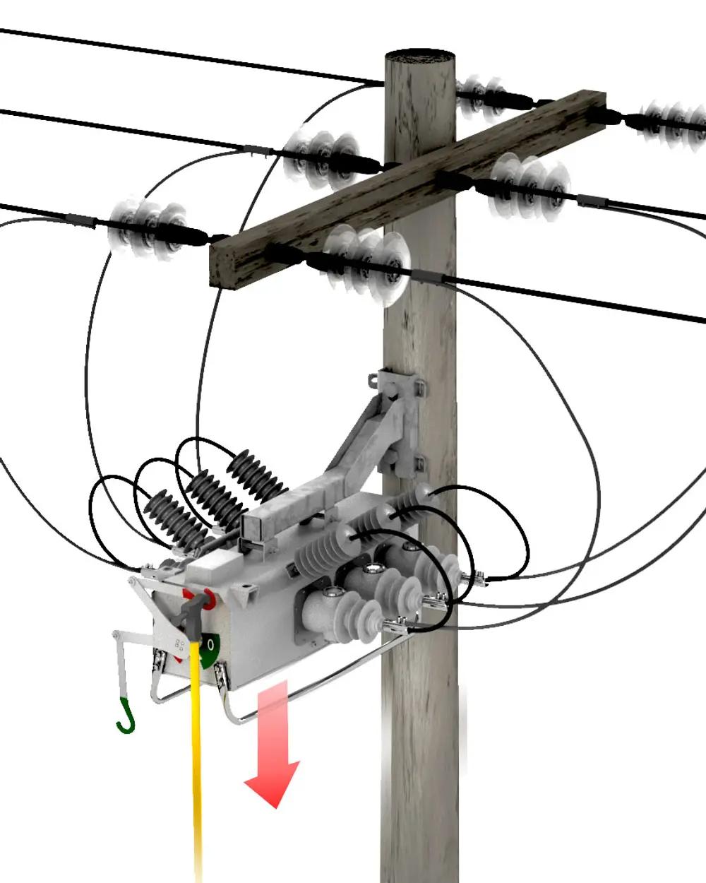 NOJA Power VISI-SWITCH® in the OPEN State on a pole