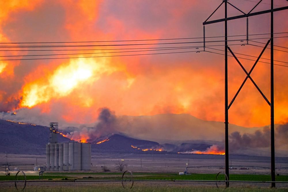 Wildfire in a rural area