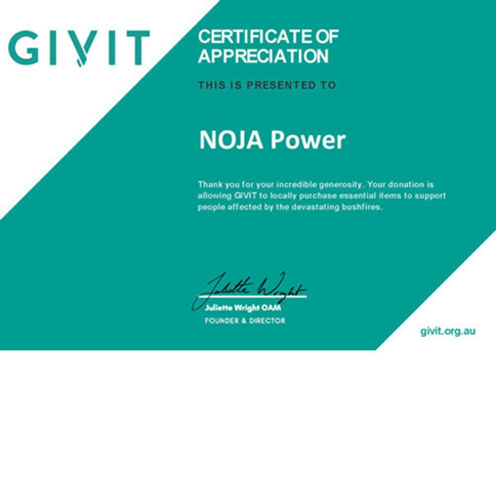 GIVIT Certificate of Appreciation