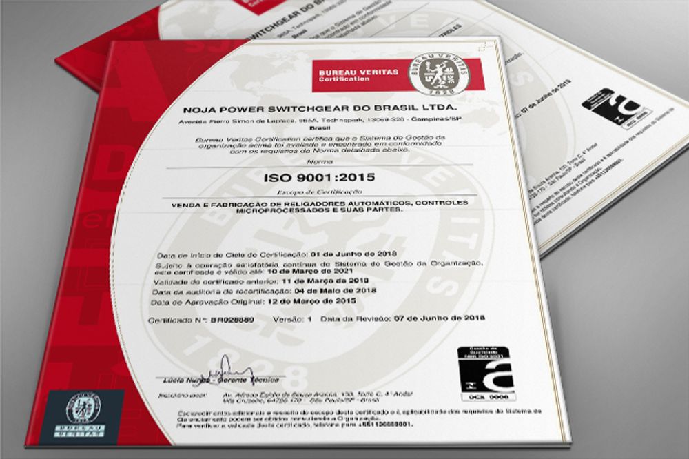 NOJA Power Brazil Achieves ISO 9001 Re-certification to 2015 Edition Standard