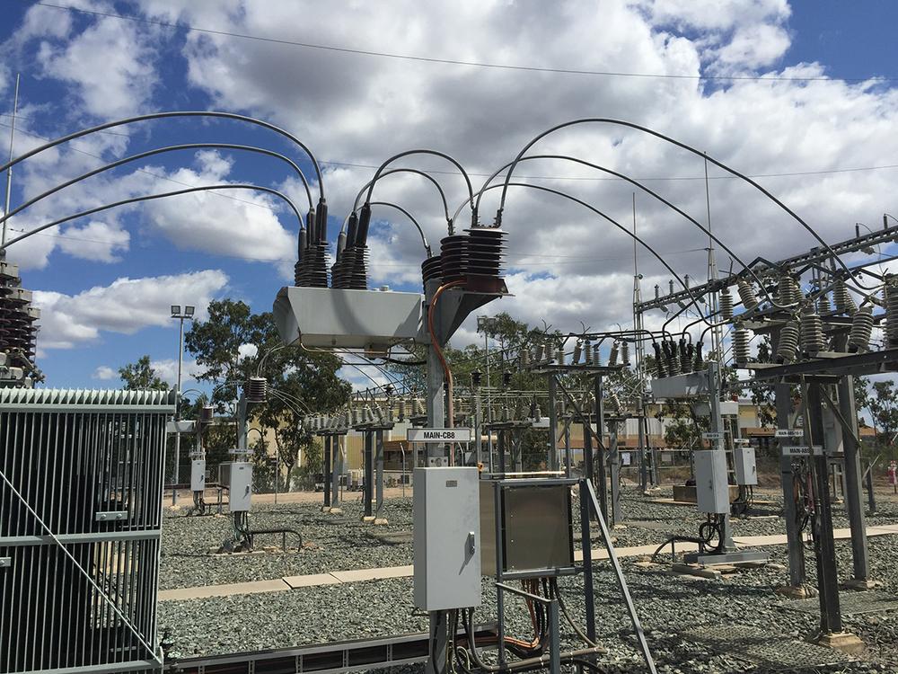 Multiple NOJA Power OSM Reclosers installed in a distribution substation