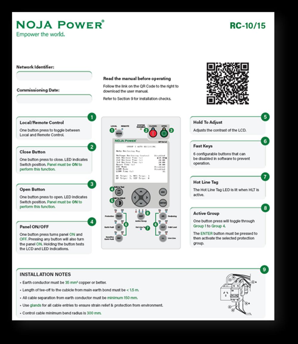 NOJA Power door label example