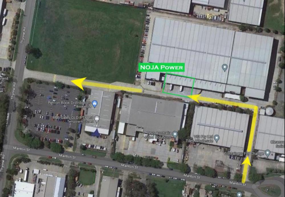 Map of Street Entry to the NOJA Power Distribution Centre, 34 Manton Street, Morningside, QLD, 4171.