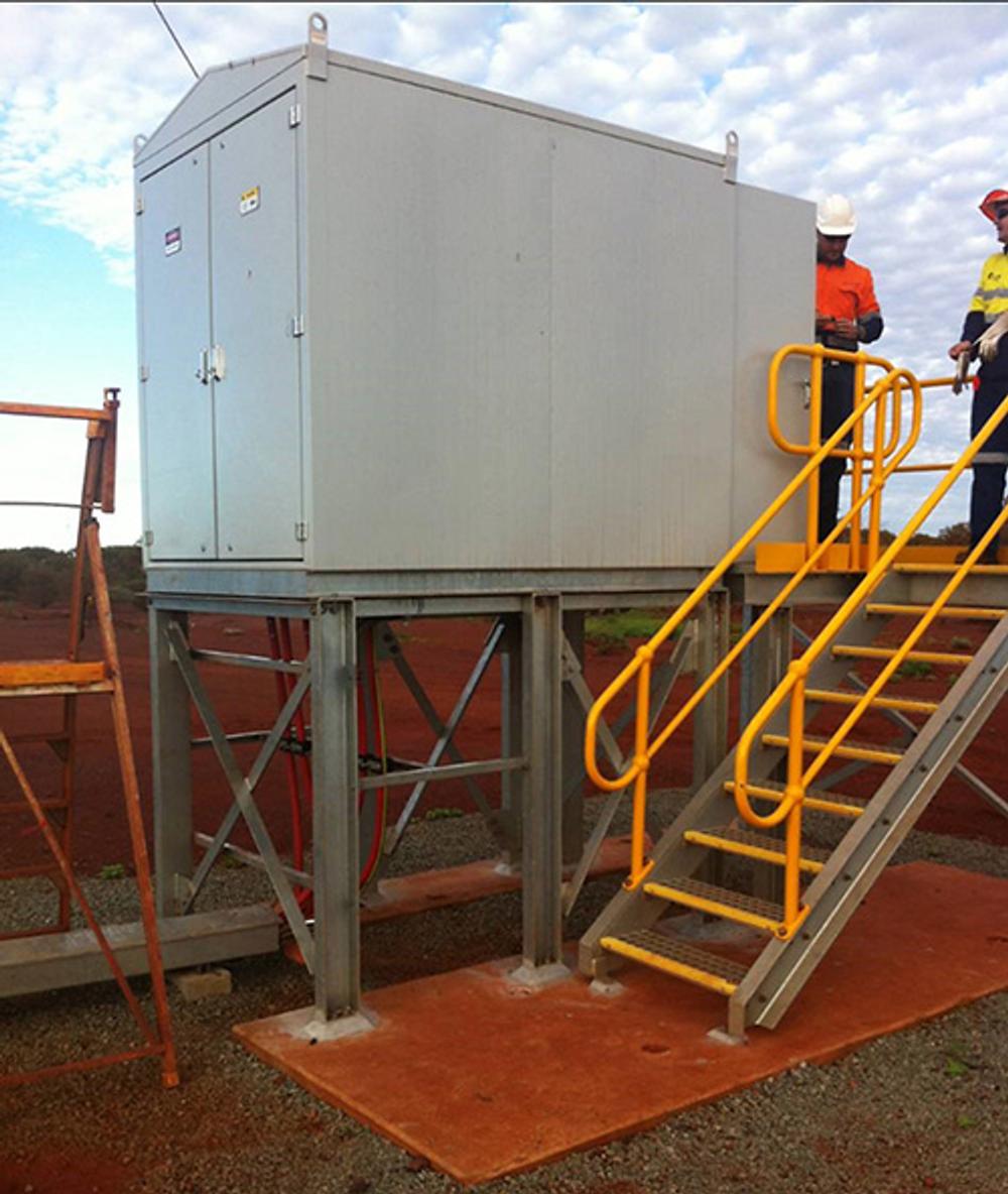 A NOJA Power GMK installed on a gantry arrangement at the Roy Hill Mine, WA Australia.