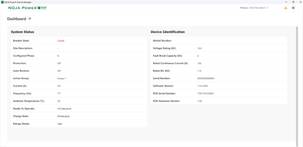 Dashboard of EcoLink® Manager