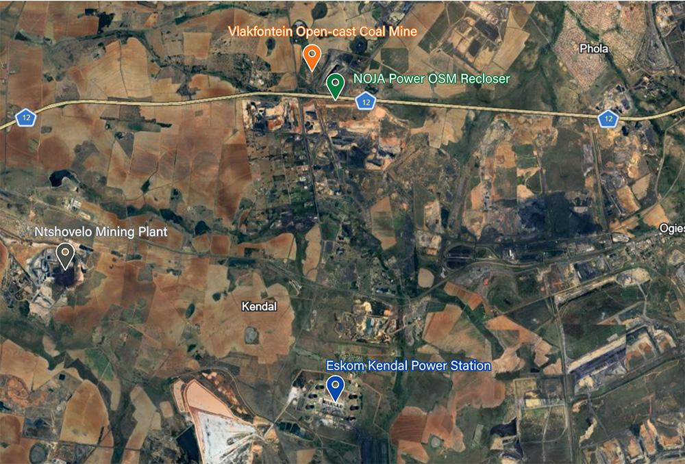 Location of an OSM Recloser within the Kendal coal mining and power generation region