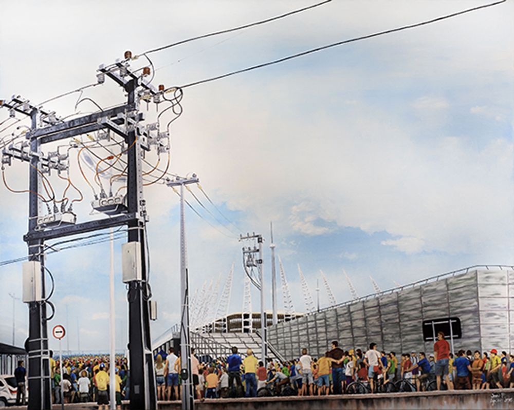 NOJA Power’s OSM auto recloser installation at Castelão Stadium, Brazil painted by John H. Lynch.