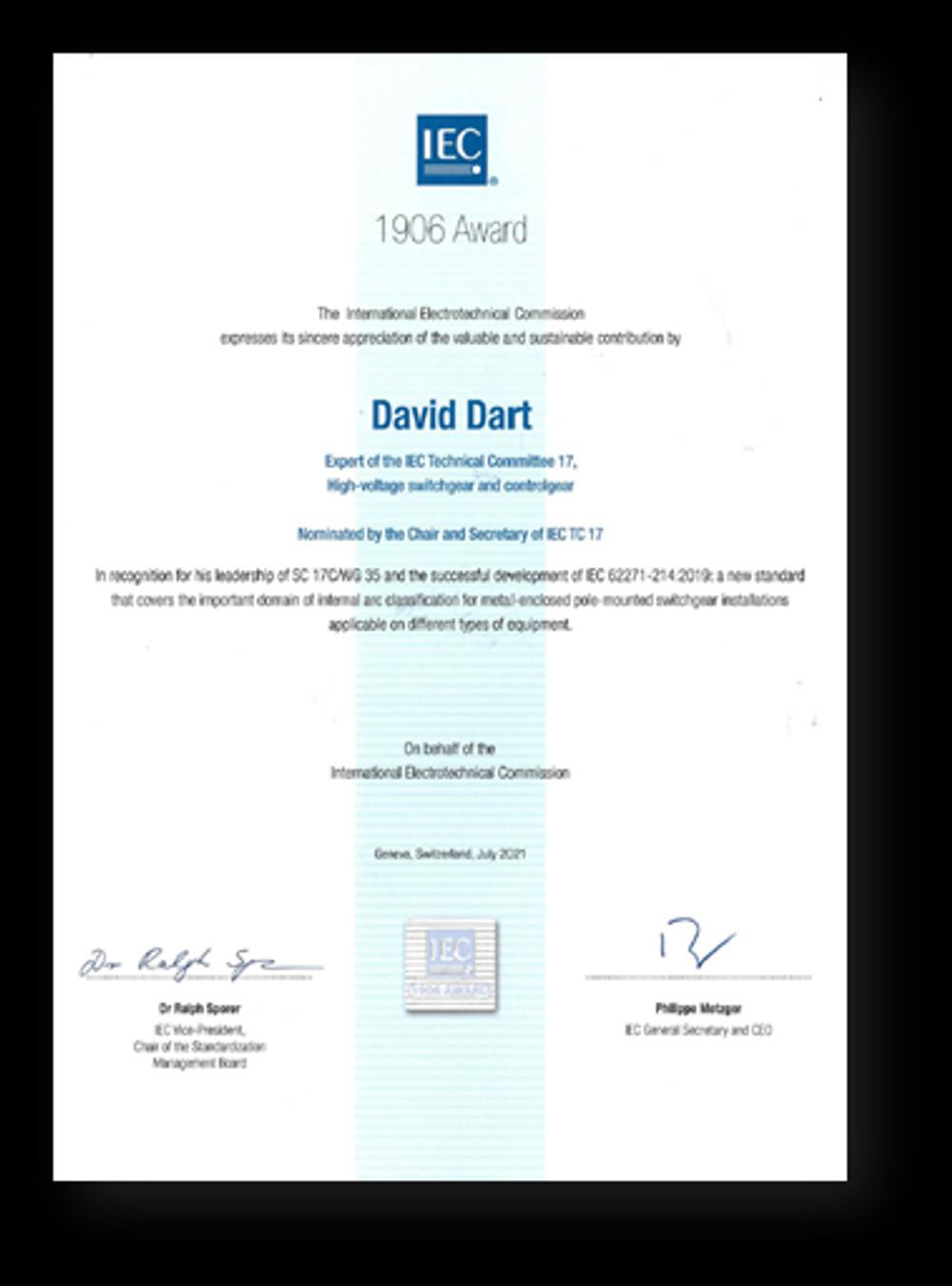 David Dart’s 1906 Award