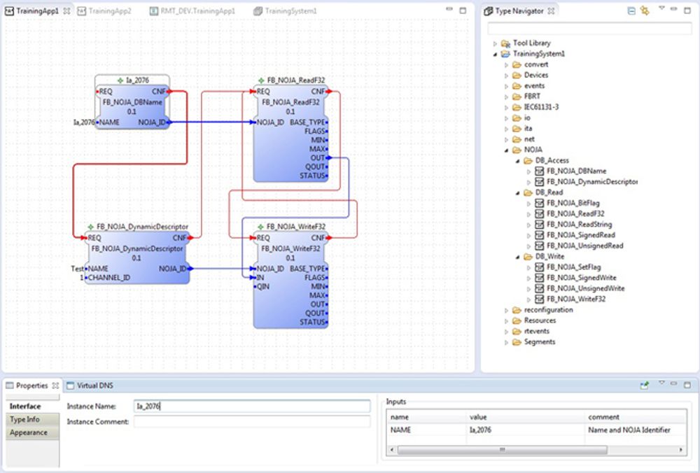 Computer screen capture of NOJA Power Smart Grid Automation Software (Function Blocks)
