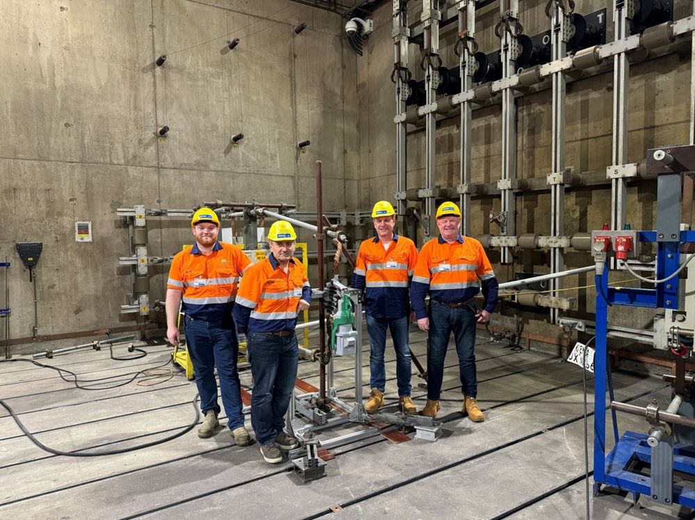 NOJA Power staff with the EcoLink® at KEMA in Arnhem Netherlands. Staff left to right: Nick Rumpf, Joni Tortian, Oleg Samarski, Neil O’Sullivan