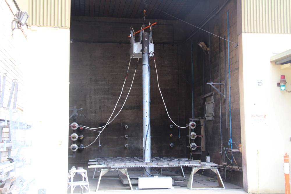 The NOJA Power 38 kV OSM Recloser installed in the Arc Fault Test Bay 