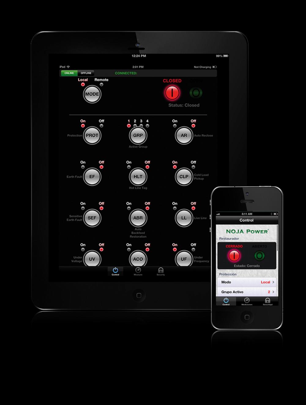 Screenshot of the Enhanced NOJA Power Recloser App