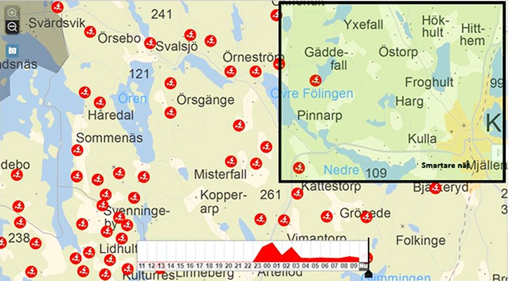 Screenshot of map showing Permanent Faults during Alfida. Black square – Smart Grid Network Zone