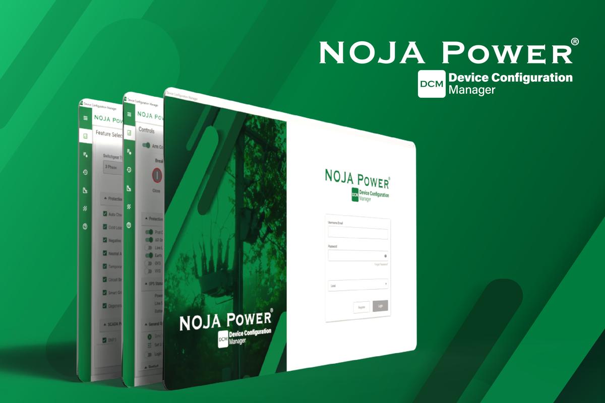 Banner featuring abstract images of NOJA Power DCM Software.