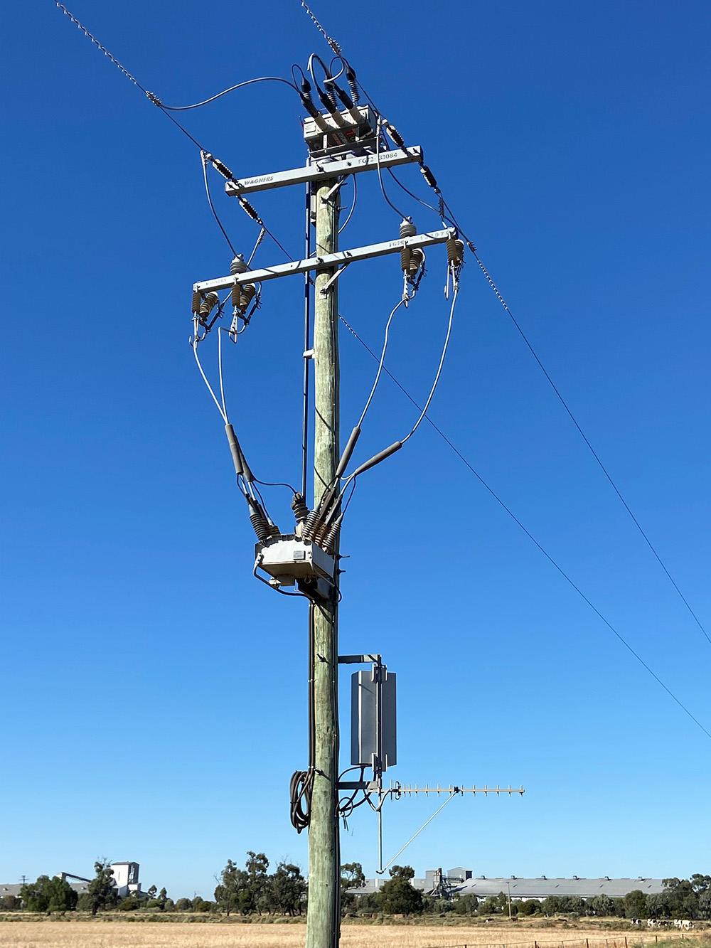 Close up of a two pole NOJA Power OSM Recloser in NSW Australia