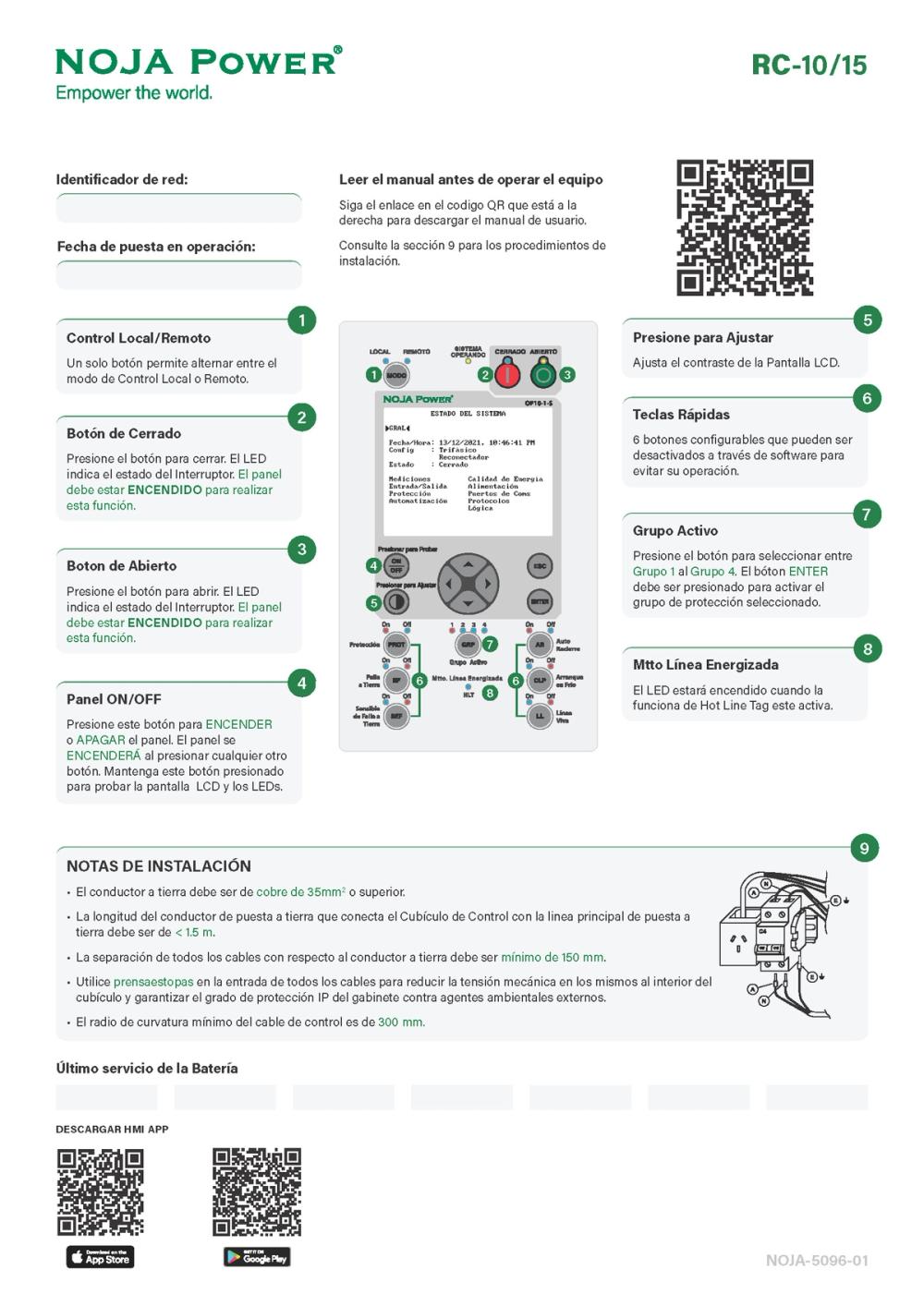 Ejemplo del instructivo incluido en el cúbiculo