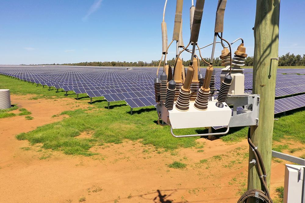 A NOJA Power OSM Recloser connecting a solar farm to the grid – a common use case for ROCOF Protection