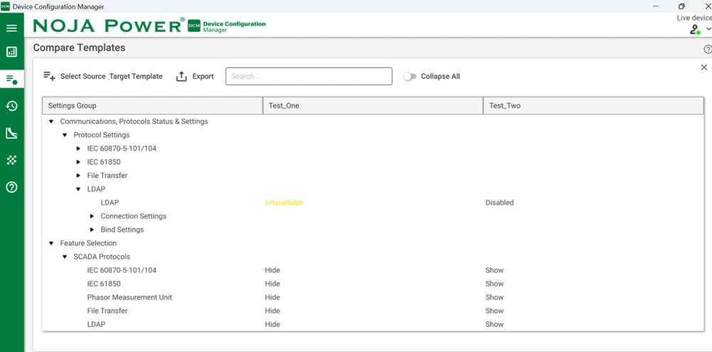 Template Manager interface