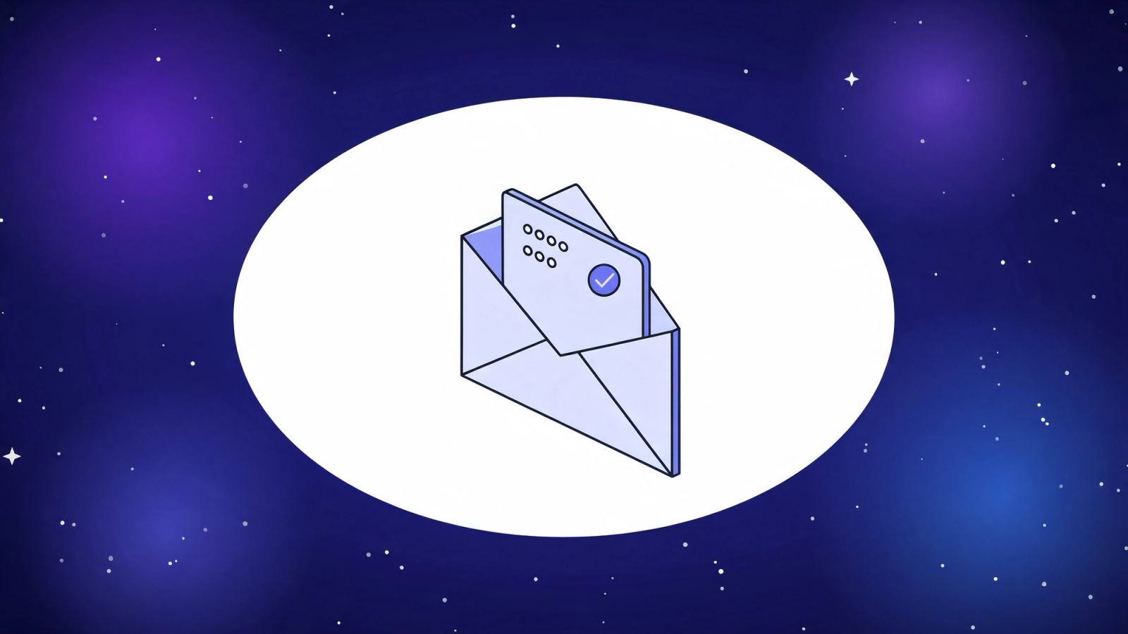 Isometric open envelope with a one-time passcode card and a checkmark badge, representing automated OTP email testing