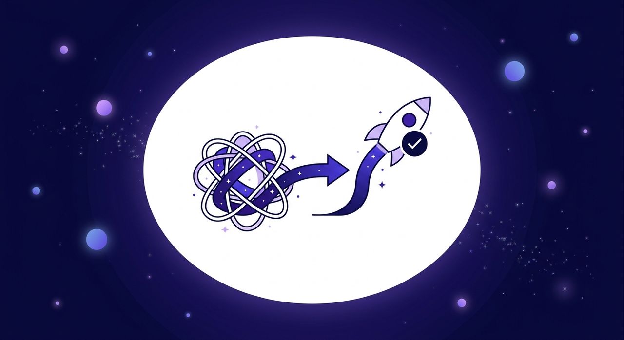 Tangled code untangling into a fast, verified result, illustrating a Selenium to Playwright migration