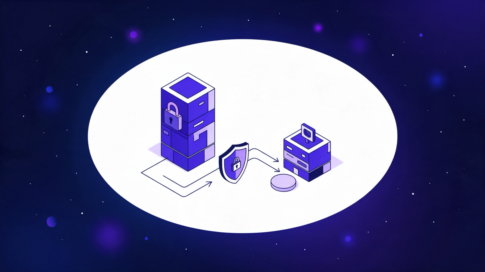 A shield intercepting a network request and redirecting it to a stand-in mock server instead of the real padlocked one, representing API request stubbing in tests