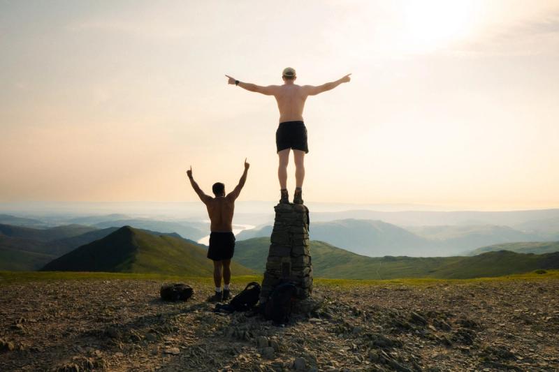 Hikers at the summit of Helvellyn