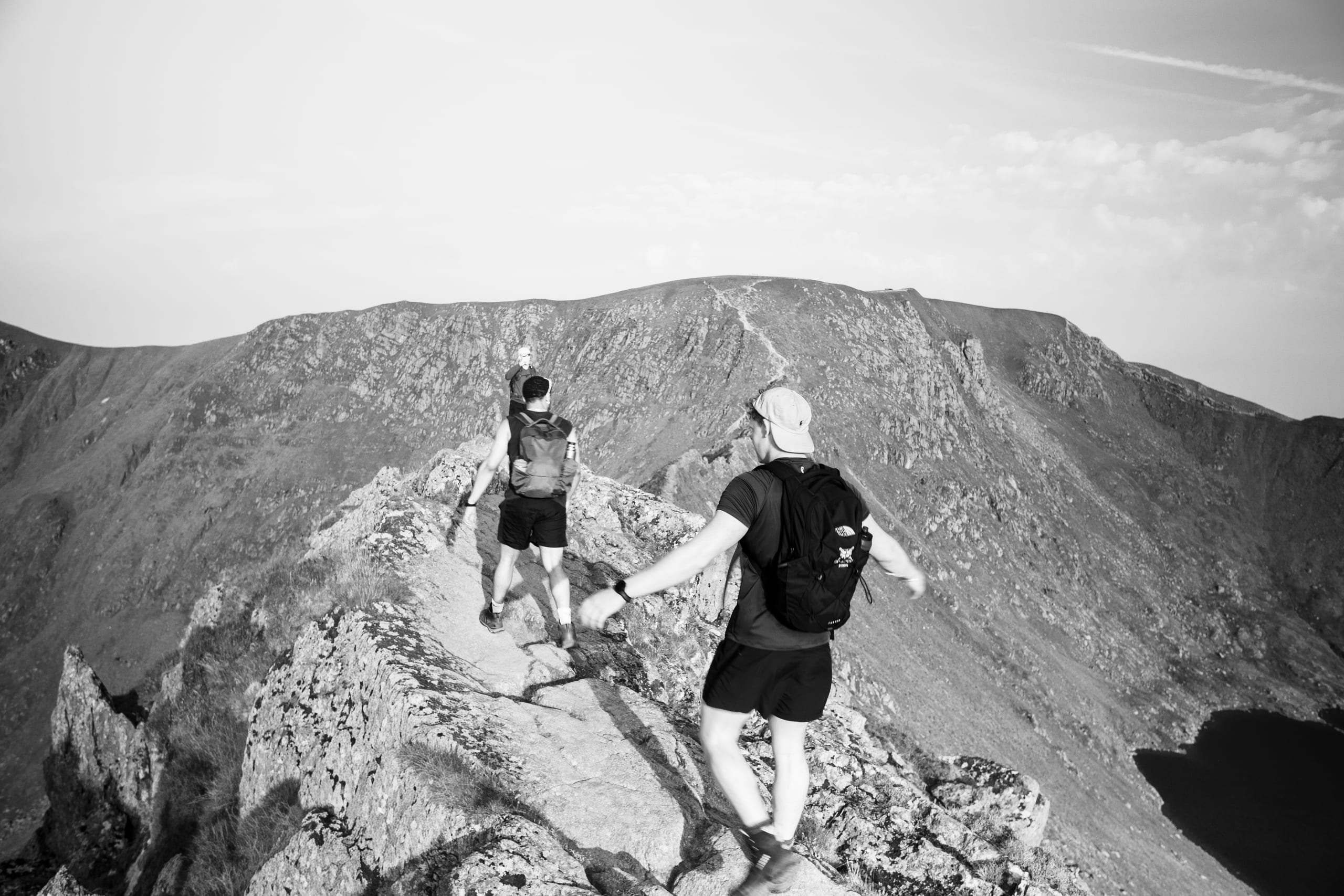 Ontop the striding edge ridge, in black and white