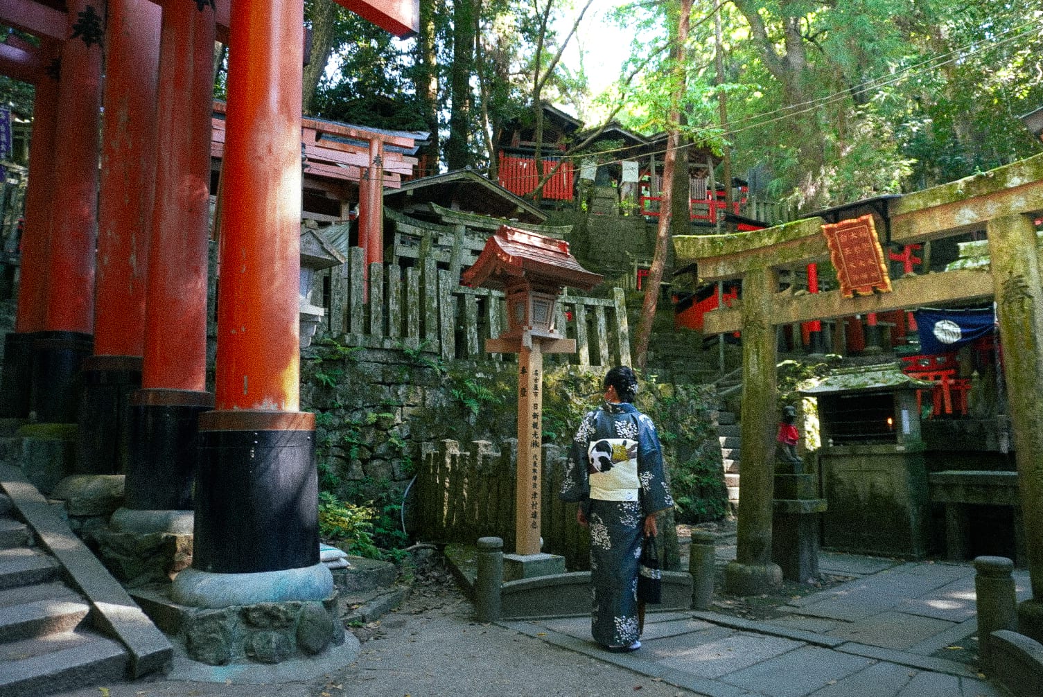 Woman in kimono, fushimi inari shrine