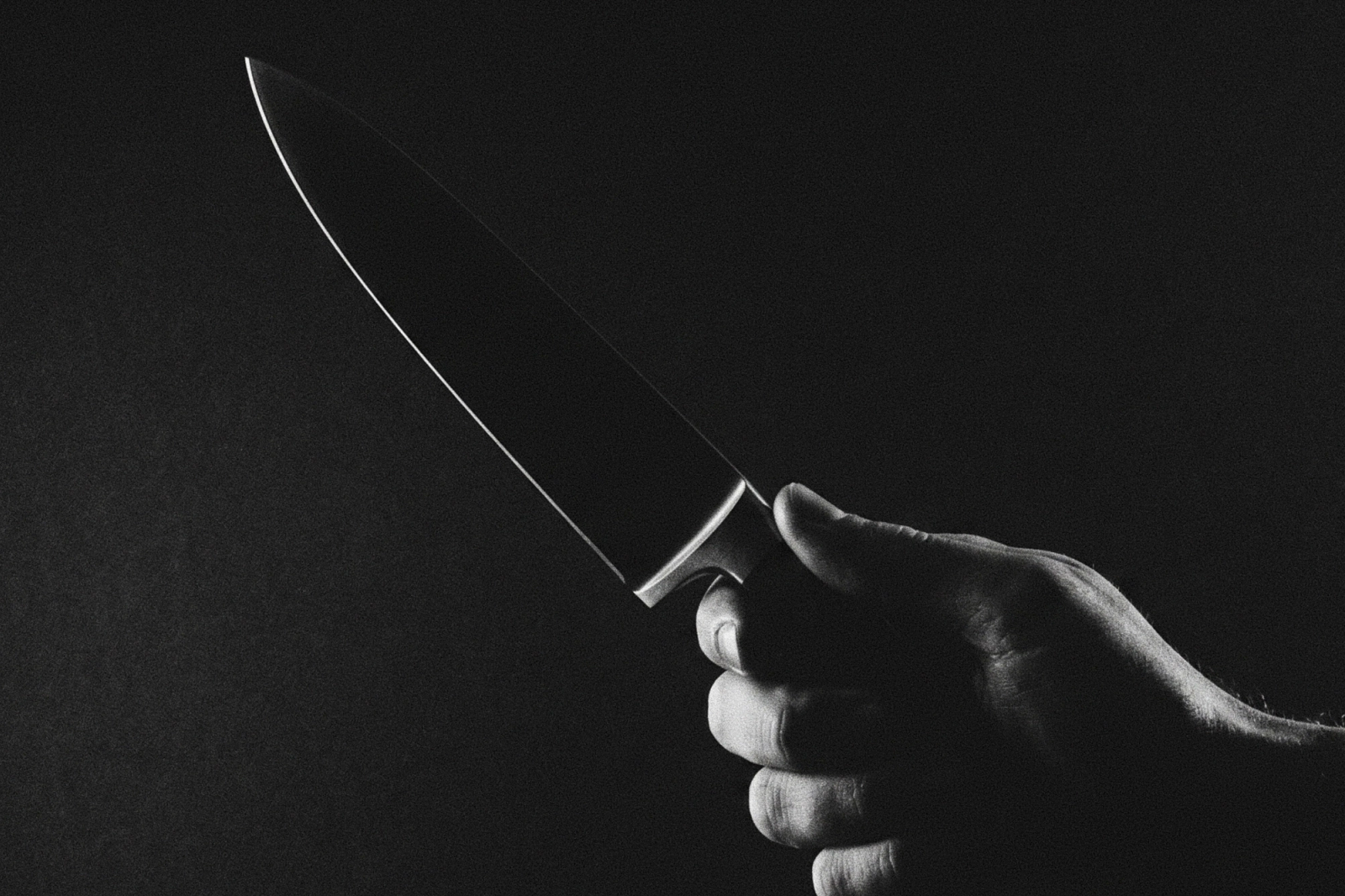 A sharpened chef's knife on a dark surface