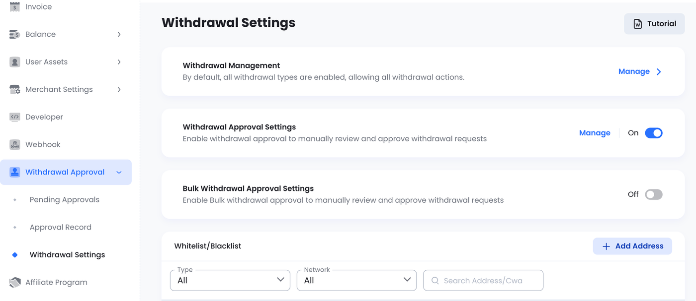 What is Withdrawal Approval in the CCPayment Dashboard?