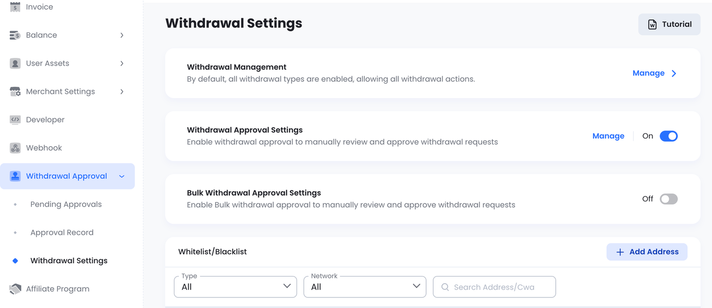 What is Withdrawal Approval in the CCPayment Dashboard?