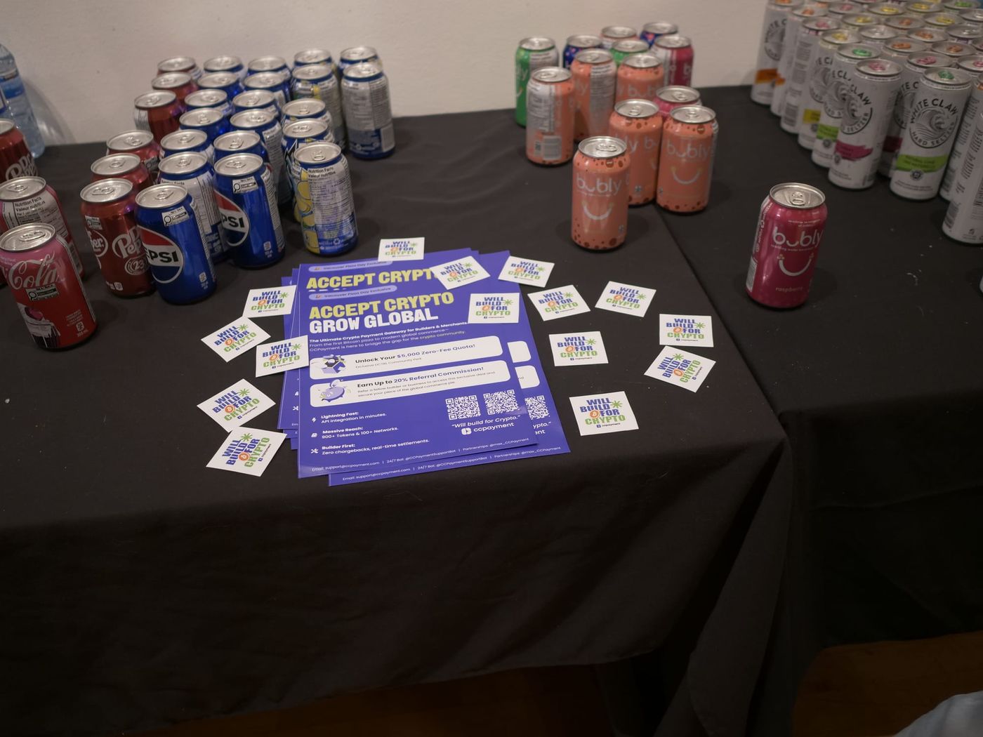 Custom CCPayment Bitcoin Pizza Day branded merchandise showcasing real-world merchant solutions and referral partner benefits.