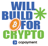 CCPayment Will Build for Crypto slogan sticker design for Bitcoin Pizza Day 2026