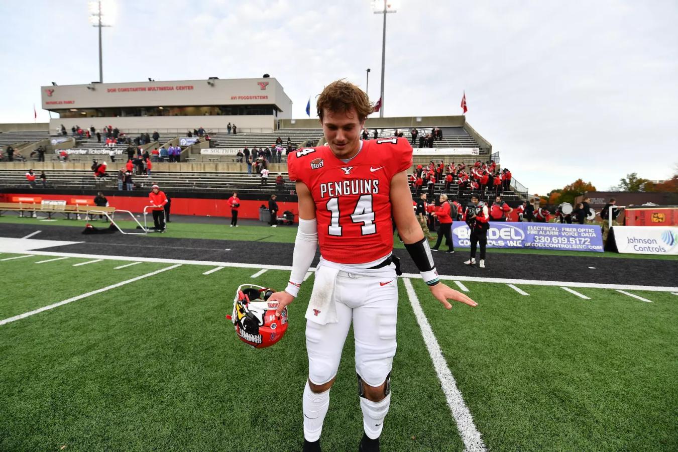 Mitch Davidson celebrating YSU’s 41-38 win over Illinois State.